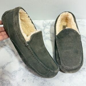 UGG MEN'S ASCOT SLIPPERS MOC TOE GREY HOUSE SHOES MOCCASINS size 10